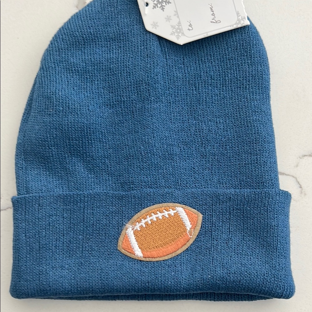 Blue and Orange Knit Football Hat